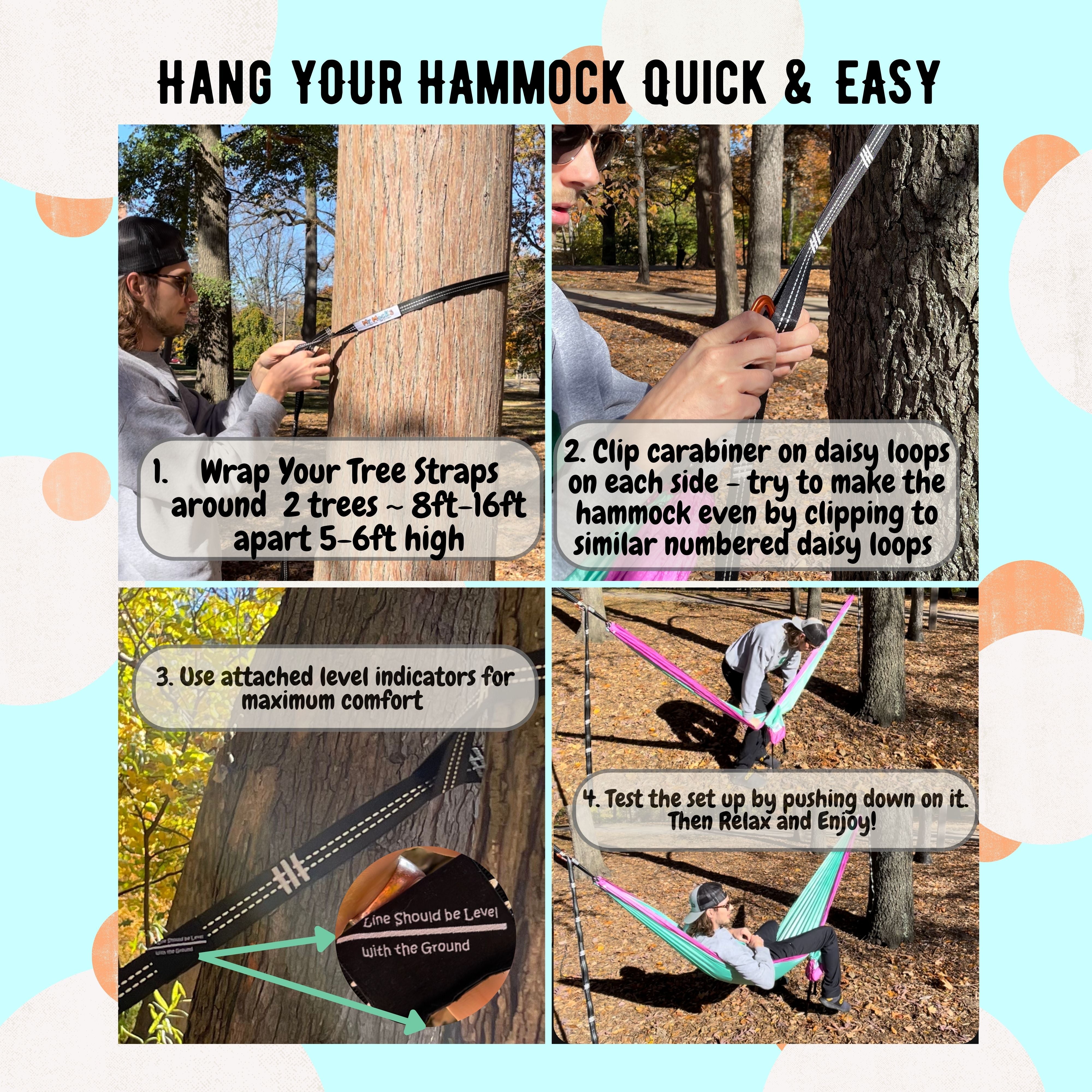 Hanging hammock best sale tree straps